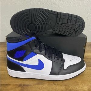Nike Air Jordan 1 Mid White Black Royal Varisty Royal 554724-140 Men's Sizes